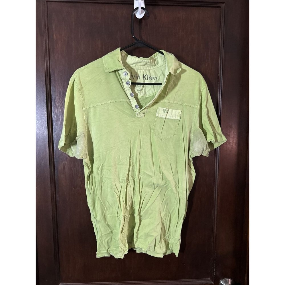 Calvin Klein Polo Shirt Adult Small Green Logo